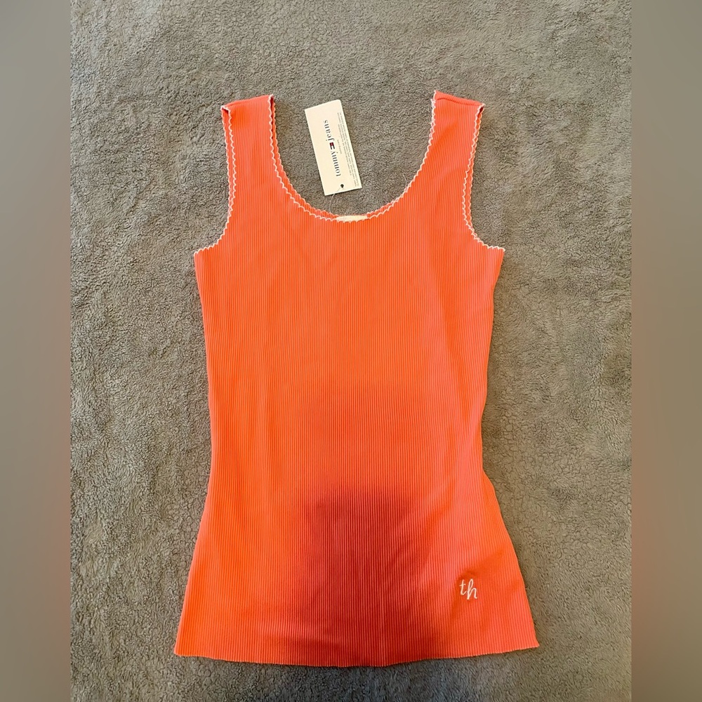 NWT! Tommy Hilfiger Orange Ribbed Fitted Tank Top (Y2K and VINTAGE)
